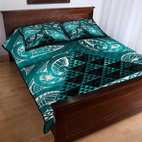 Matariki New Zealand Quilt Bed Set NZ Niho Taniwha Maori New Year Cyan Galaxy