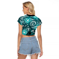 Matariki New Zealand Raglan Cropped T Shirt NZ Niho Taniwha Maori New Year Cyan Galaxy