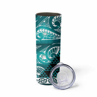 Matariki New Zealand Skinny Tumbler NZ Niho Taniwha Maori New Year Cyan Galaxy LT14 - Polynesian Pride