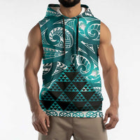Matariki New Zealand Sleeveless Hoodie NZ Niho Taniwha Maori New Year Cyan Galaxy