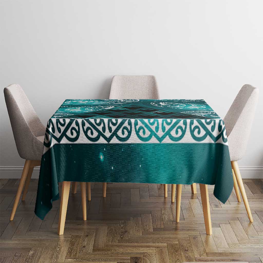 Matariki New Zealand Tablecloth NZ Niho Taniwha Maori New Year Cyan Galaxy