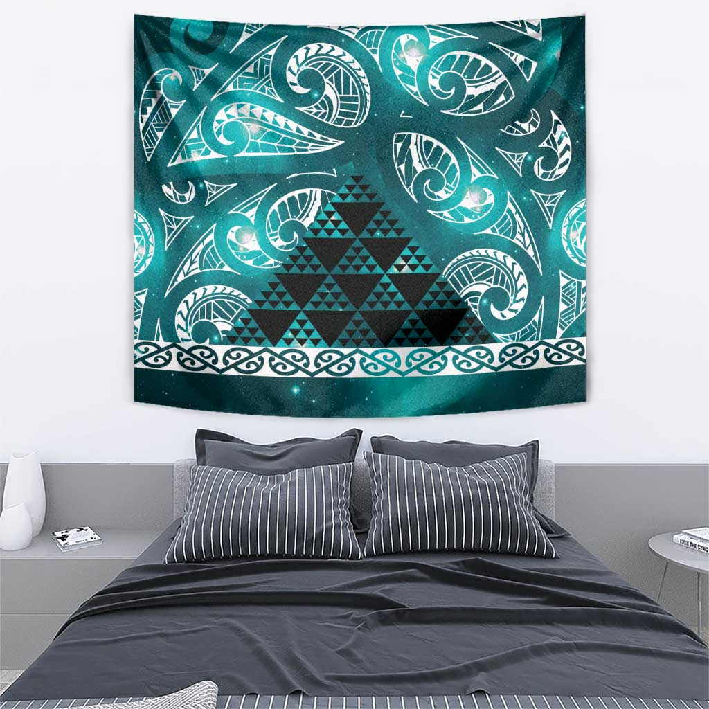 Matariki New Zealand Tapestry NZ Niho Taniwha Maori New Year Cyan Galaxy