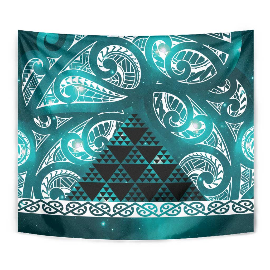 Matariki New Zealand Tapestry NZ Niho Taniwha Maori New Year Cyan Galaxy