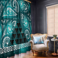 Matariki New Zealand Window Curtain NZ Niho Taniwha Maori New Year Cyan Galaxy