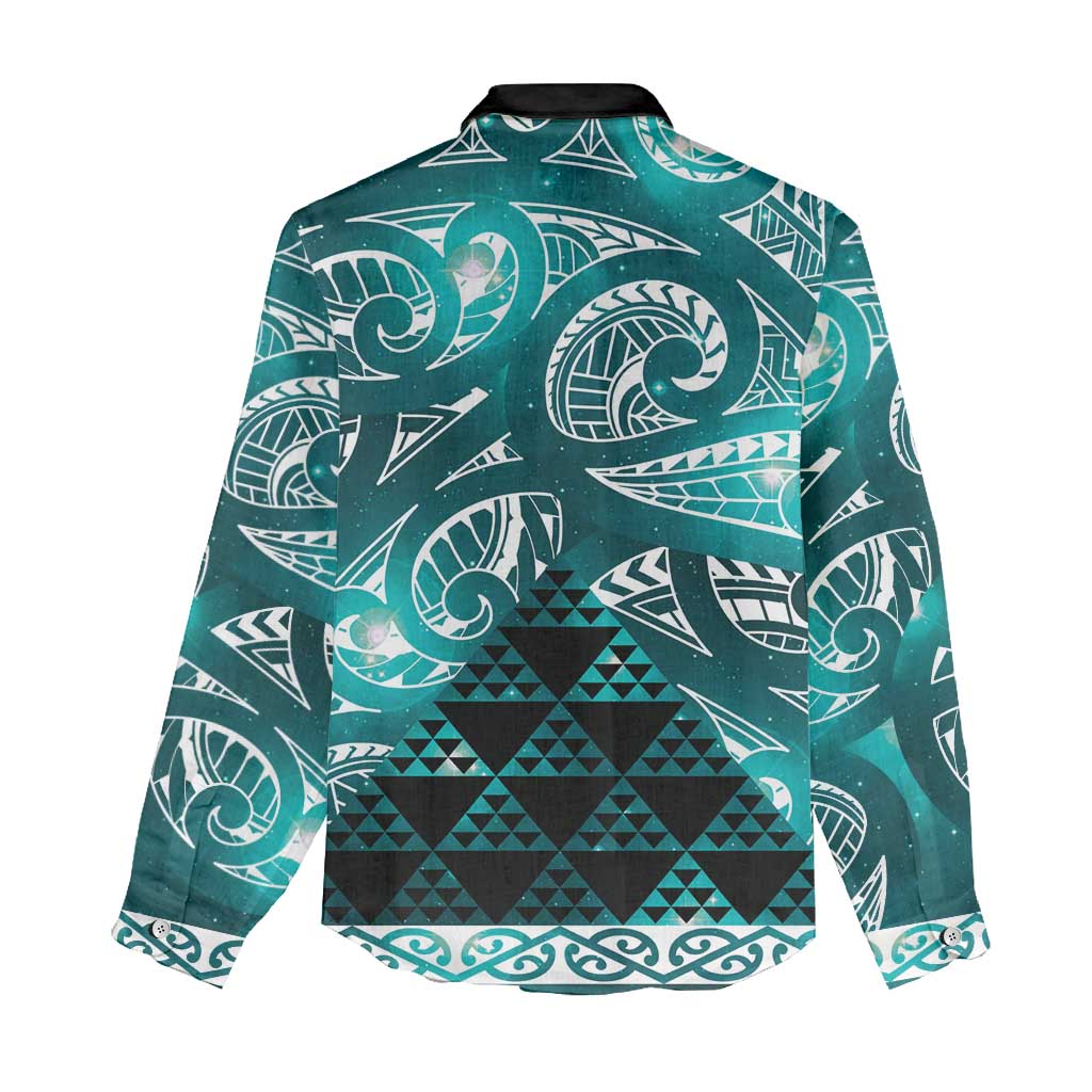 Matariki New Zealand Women Casual Shirt NZ Niho Taniwha Maori New Year Cyan Galaxy LT14 - Polynesian Pride