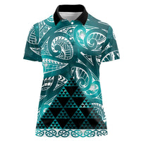 Matariki New Zealand Women Polo Shirt NZ Niho Taniwha Maori New Year Cyan Galaxy LT14 Female Cyan - Polynesian Pride