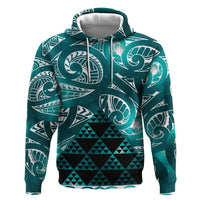Matariki New Zealand Zip Hoodie NZ Niho Taniwha Maori New Year Cyan Galaxy