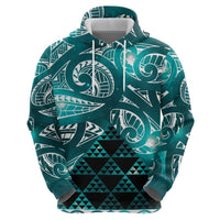 Matariki New Zealand Zip Hoodie NZ Niho Taniwha Maori New Year Cyan Galaxy