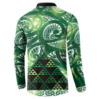 Matariki New Zealand Button Sweatshirt NZ Niho Taniwha Maori New Year Green Galaxy