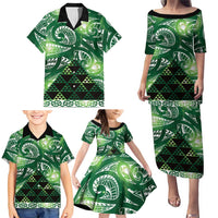 Matariki New Zealand Family Matching Puletasi and Hawaiian Shirt NZ Niho Taniwha Maori New Year Green Galaxy LT14 - Polynesian Pride