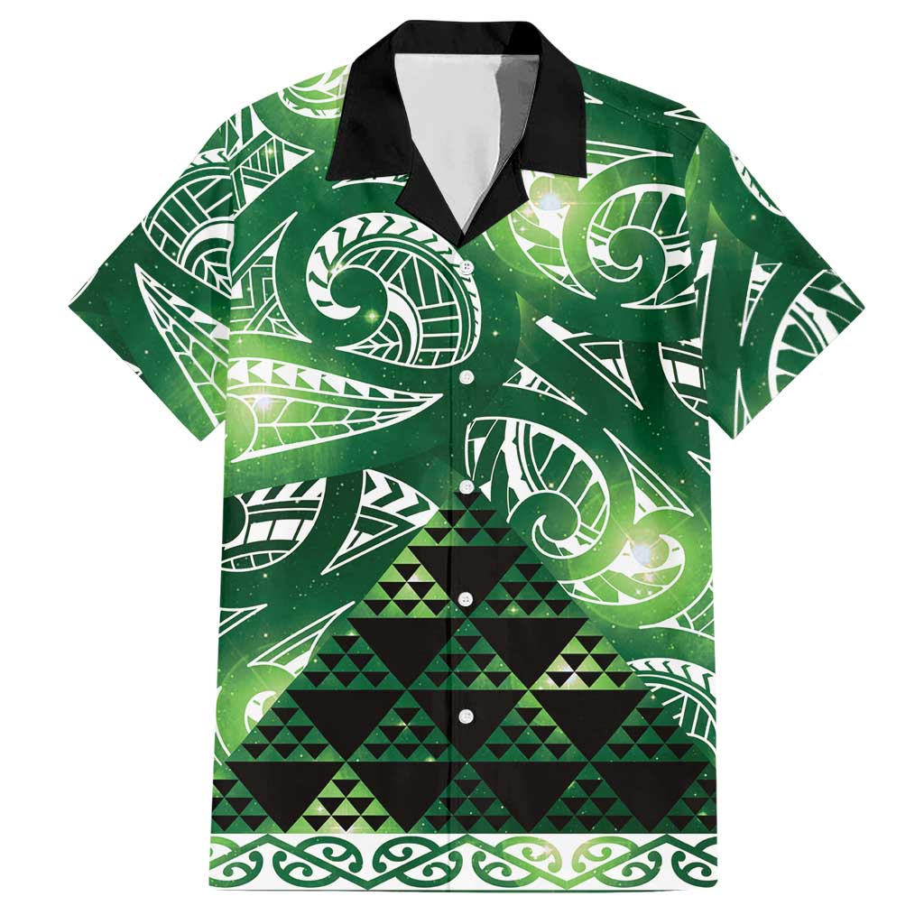 Matariki New Zealand Hawaiian Shirt NZ Niho Taniwha Maori New Year Green Galaxy