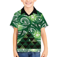Matariki New Zealand Kid Hawaiian Shirt NZ Niho Taniwha Maori New Year Green Galaxy