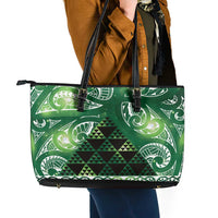 Matariki New Zealand Leather Tote Bag NZ Niho Taniwha Maori New Year Green Galaxy