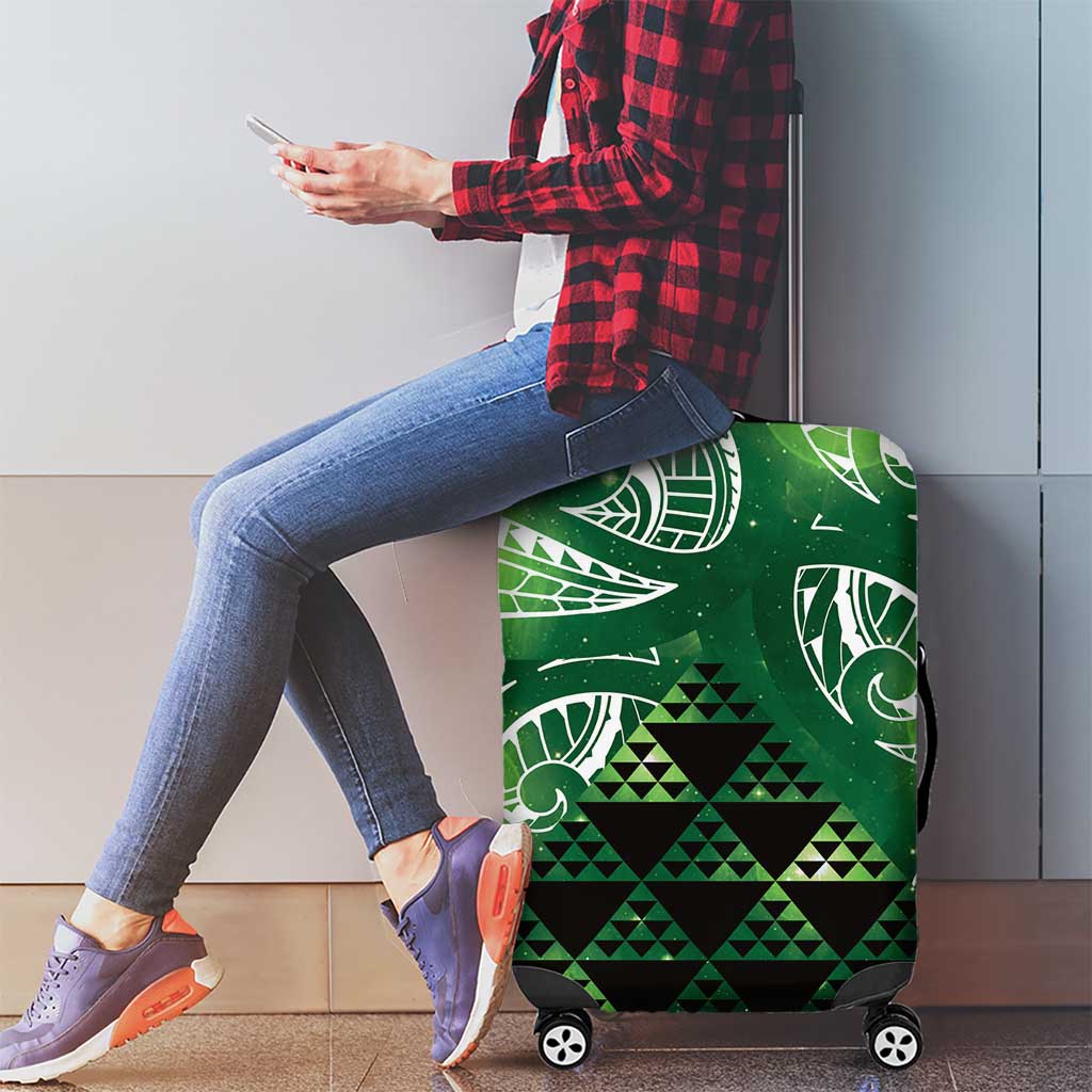 Matariki New Zealand Luggage Cover NZ Niho Taniwha Maori New Year Green Galaxy