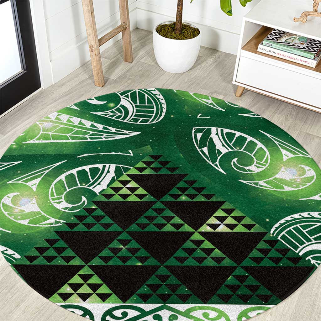 Matariki New Zealand Round Carpet NZ Niho Taniwha Maori New Year Green Galaxy