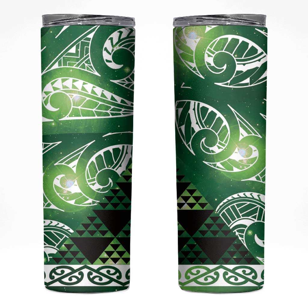 Matariki New Zealand Skinny Tumbler NZ Niho Taniwha Maori New Year Green Galaxy LT14 Green - Polynesian Pride