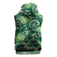 Matariki New Zealand Sleeveless Hoodie NZ Niho Taniwha Maori New Year Green Galaxy