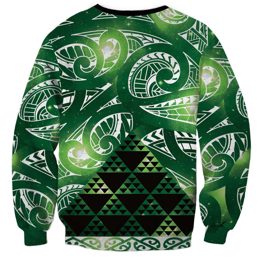 Matariki New Zealand Sweatshirt NZ Niho Taniwha Maori New Year Green Galaxy