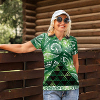Matariki New Zealand Women Polo Shirt NZ Niho Taniwha Maori New Year Green Galaxy LT14 - Polynesian Pride