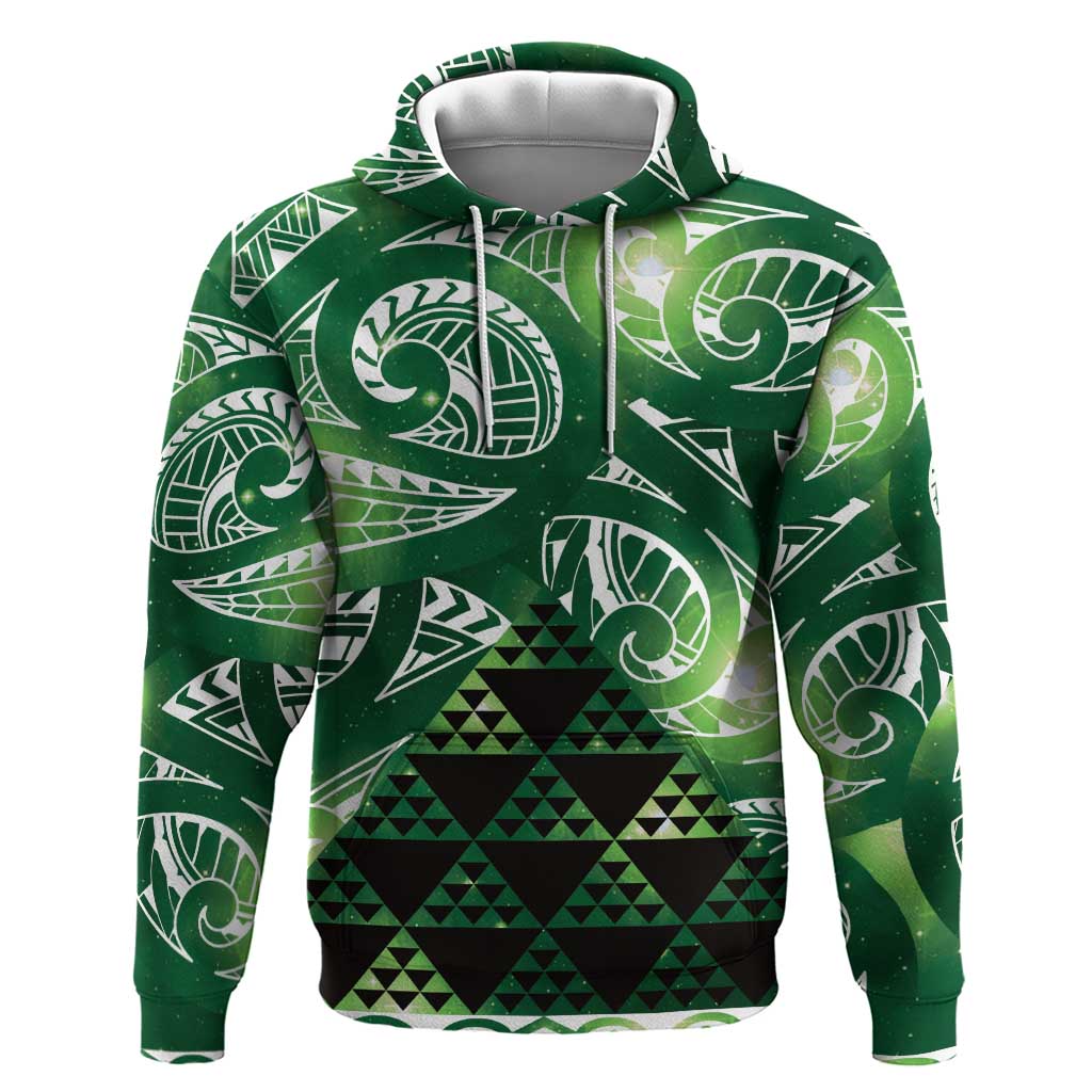 Matariki New Zealand Zip Hoodie NZ Niho Taniwha Maori New Year Green Galaxy