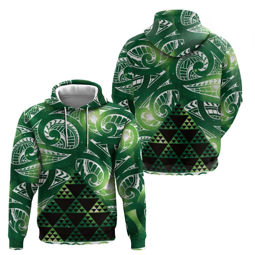 Matariki New Zealand Zip Hoodie NZ Niho Taniwha Maori New Year Green Galaxy