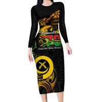 Personalised Vanuatu 678 Family Matching Long Sleeve Bodycon Dress and Hawaiian Shirt Proud To Be A Ni-Van LT14 Mom's Dress Black - Polynesian Pride
