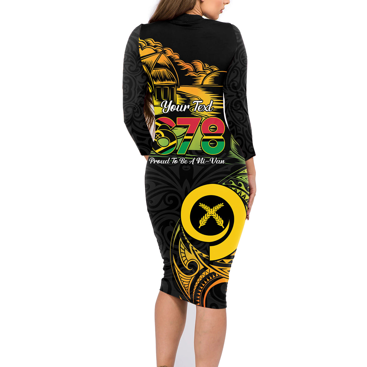 Personalised Vanuatu 678 Family Matching Long Sleeve Bodycon Dress and Hawaiian Shirt Proud To Be A Ni-Van LT14 - Polynesian Pride