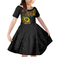 Personalised Vanuatu 678 Family Matching Mermaid Dress and Hawaiian Shirt Proud To Be A Ni-Van LT14 Daughter's Dress Black - Polynesian Pride