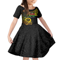 Personalised Vanuatu 678 Family Matching Short Sleeve Bodycon Dress and Hawaiian Shirt Proud To Be A Ni-Van LT14 Daughter's Dress Black - Polynesian Pride