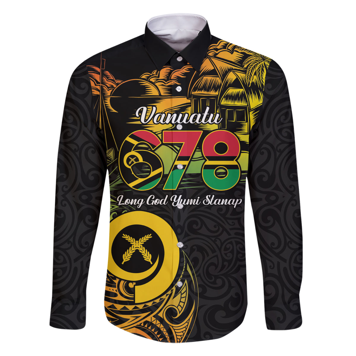 Personalised Vanuatu 678 Family Matching Short Sleeve Bodycon Dress and Hawaiian Shirt Proud To Be A Ni-Van LT14 Dad's Shirt - Long Sleeve Black - Polynesian Pride