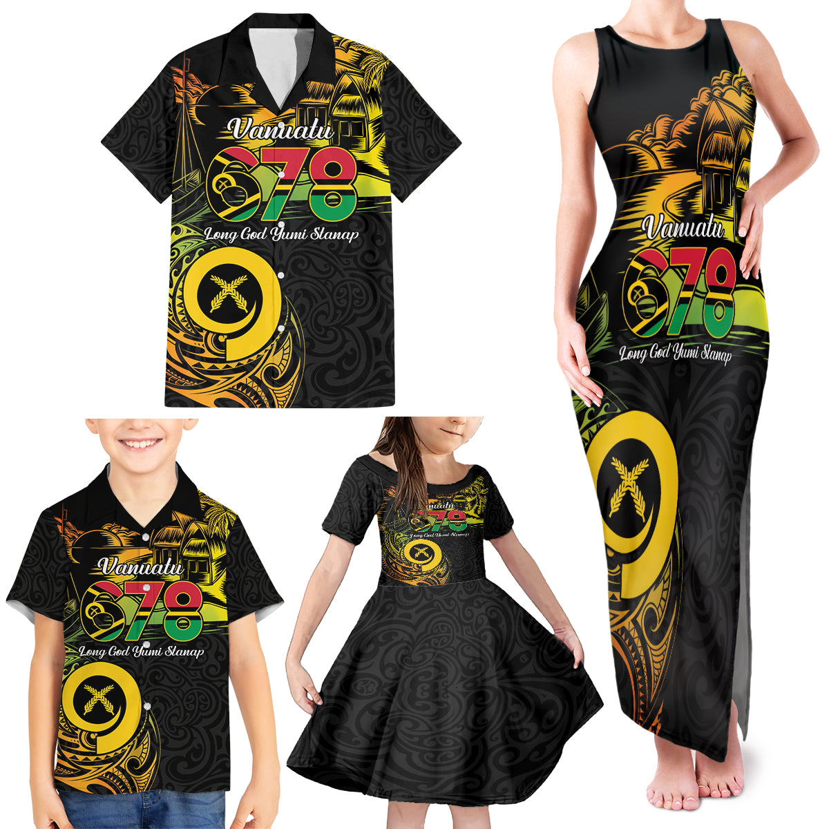 Personalised Vanuatu 678 Family Matching Tank Maxi Dress and Hawaiian Shirt Proud To Be A Ni-Van