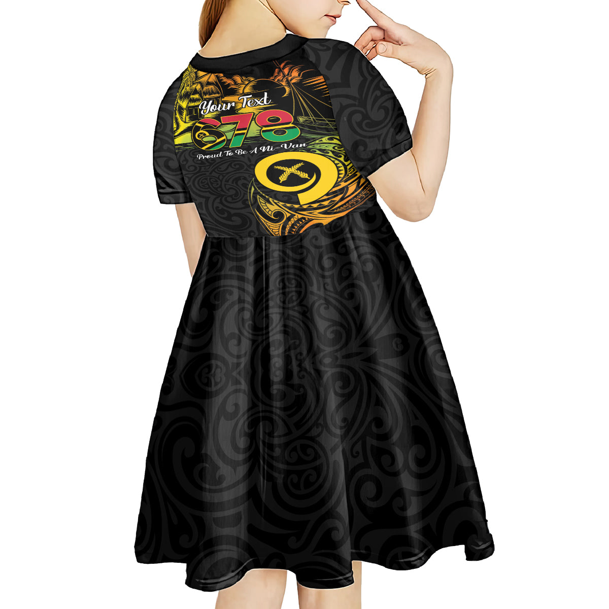Personalised Vanuatu 678 Kid Short Sleeve Dress Proud To Be A Ni-Van