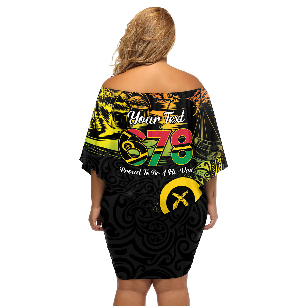 Personalised Vanuatu 678 Off Shoulder Short Dress Proud To Be A Ni-Van