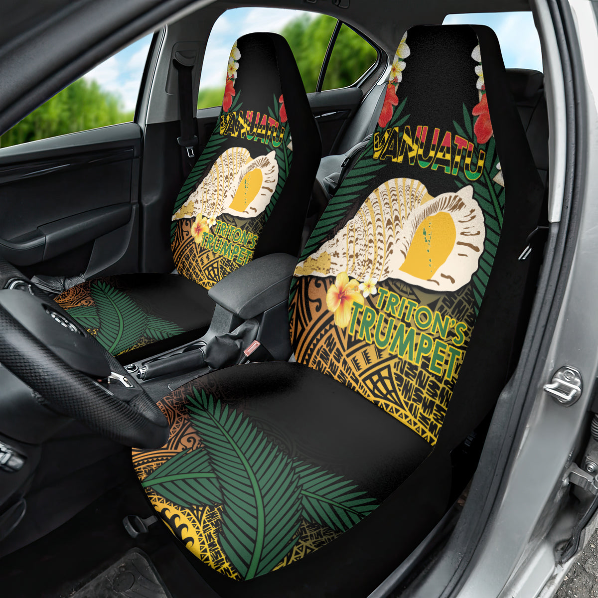 Vanuatu Triton's Trumpet Car Seat Cover Tropical Flowers Vanuatuan Map