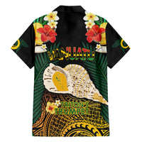 Vanuatu Triton's Trumpet Family Matching Long Sleeve Bodycon Dress and Hawaiian Shirt Tropical Flowers Vanuatuan Map LT14 - Polynesian Pride
