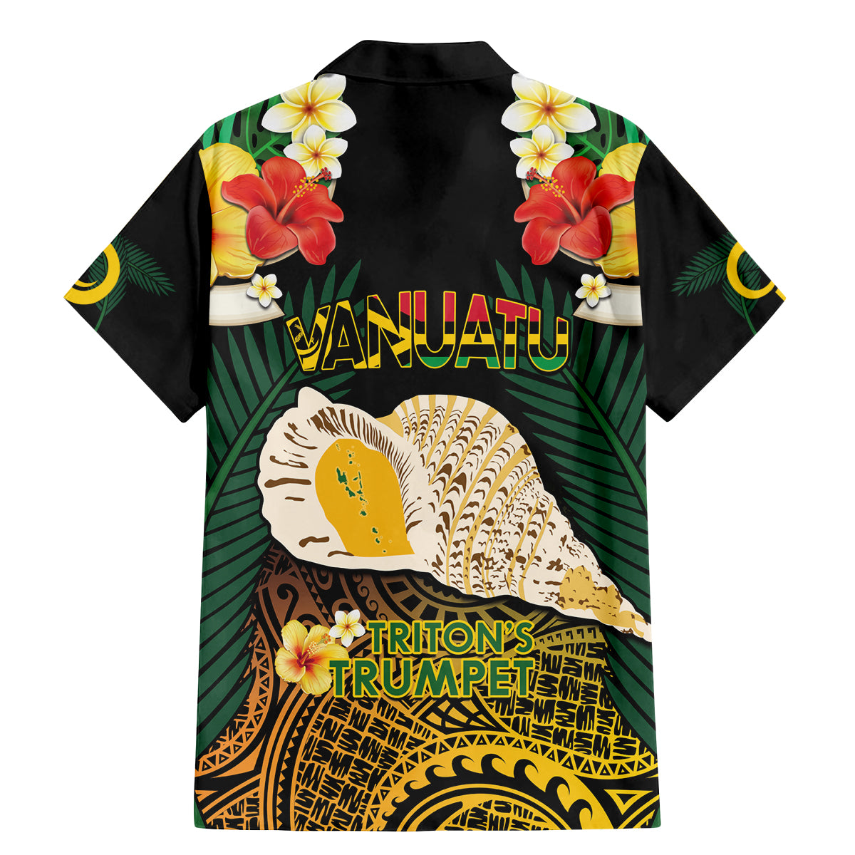 Vanuatu Triton's Trumpet Family Matching Mermaid Dress and Hawaiian Shirt Tropical Flowers Vanuatuan Map LT14 - Polynesian Pride