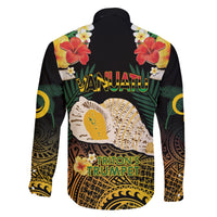 Vanuatu Triton's Trumpet Family Matching Mermaid Dress and Hawaiian Shirt Tropical Flowers Vanuatuan Map LT14 - Polynesian Pride