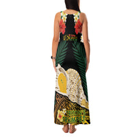 Vanuatu Triton's Trumpet Family Matching Tank Maxi Dress and Hawaiian Shirt Tropical Flowers Vanuatuan Map
