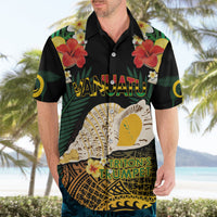 Vanuatu Triton's Trumpet Hawaiian Shirt Tropical Flowers Vanuatuan Map