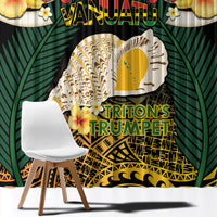 Vanuatu Triton's Trumpet Window Curtain Tropical Flowers Vanuatuan Map