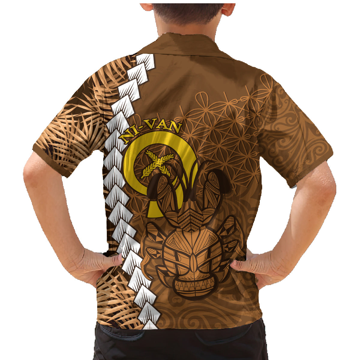Vanuatu Coconut Crab Family Matching Mermaid Dress and Hawaiian Shirt Ni-Van Tropical Leaves With Sand Drawing Art LT14 - Polynesian Pride