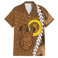 Vanuatu Coconut Crab Family Matching Short Sleeve Bodycon Dress and Hawaiian Shirt Ni-Van Tropical Leaves With Sand Drawing Art LT14 Dad's Shirt - Short Sleeve Brown - Polynesian Pride