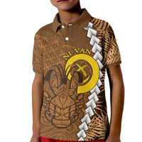 Vanuatu Coconut Crab Kid Polo Shirt Ni-Van Tropical Leaves With Sand Drawing Art