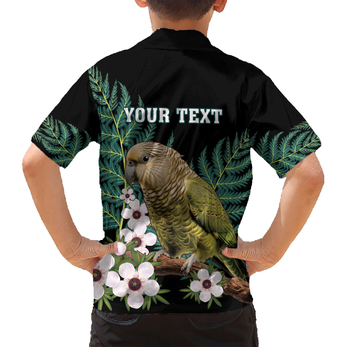 Personalised New Zealand Kakapo Family Matching Short Sleeve Bodycon Dress and Hawaiian Shirt Aotearoa Fern With Manuka LT14 - Polynesian Pride