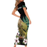 Personalised New Zealand Kakapo Family Matching Short Sleeve Bodycon Dress and Hawaiian Shirt Aotearoa Fern With Manuka LT14 - Polynesian Pride