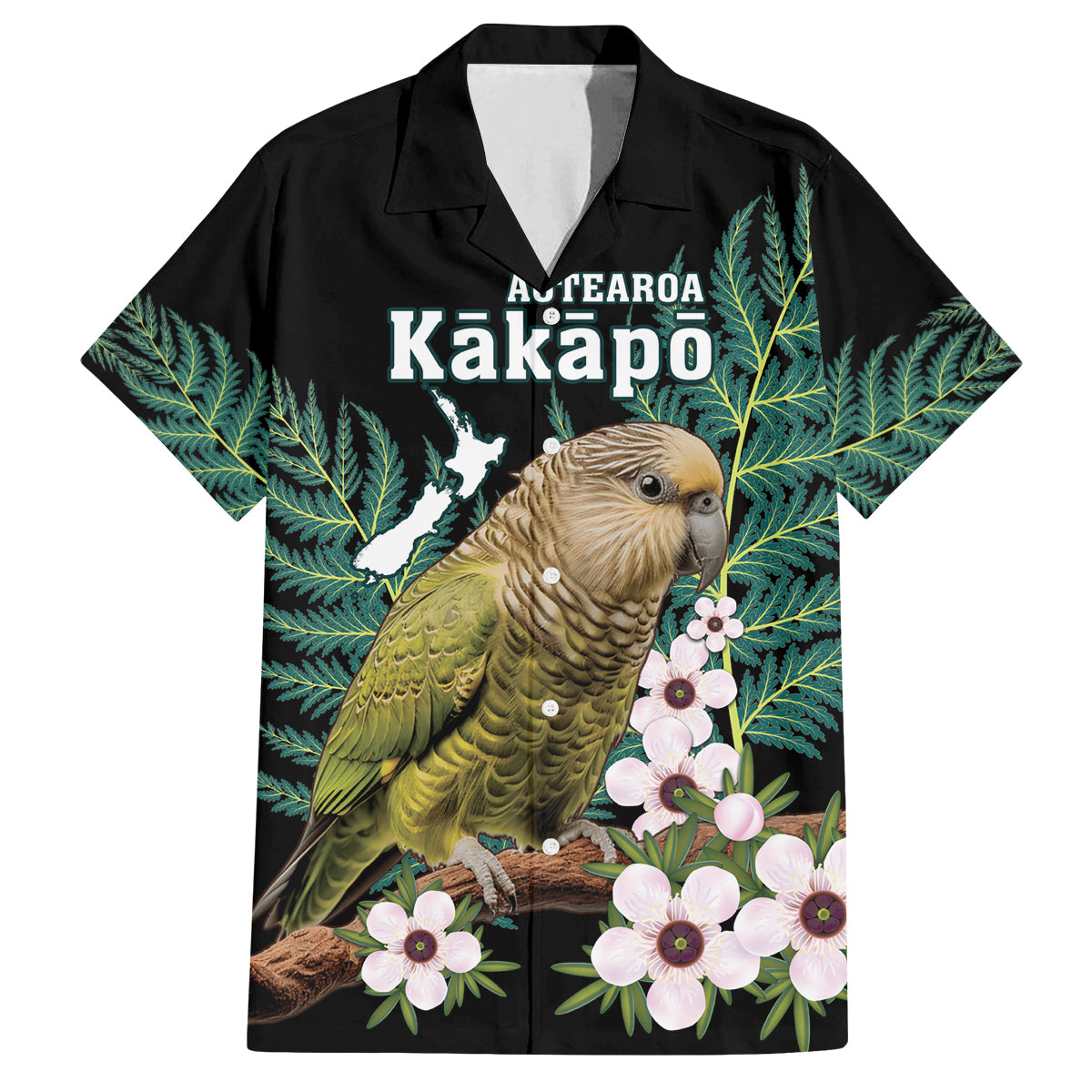 Personalised New Zealand Kakapo Family Matching Tank Maxi Dress and Hawaiian Shirt Aotearoa Fern With Manuka