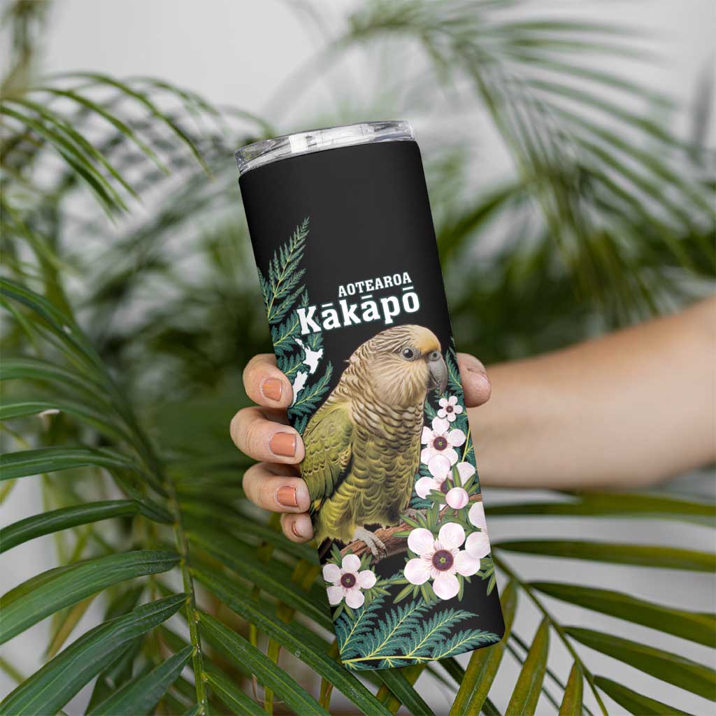 Personalised New Zealand Kakapo Skinny Tumbler Aotearoa Fern With Manuka