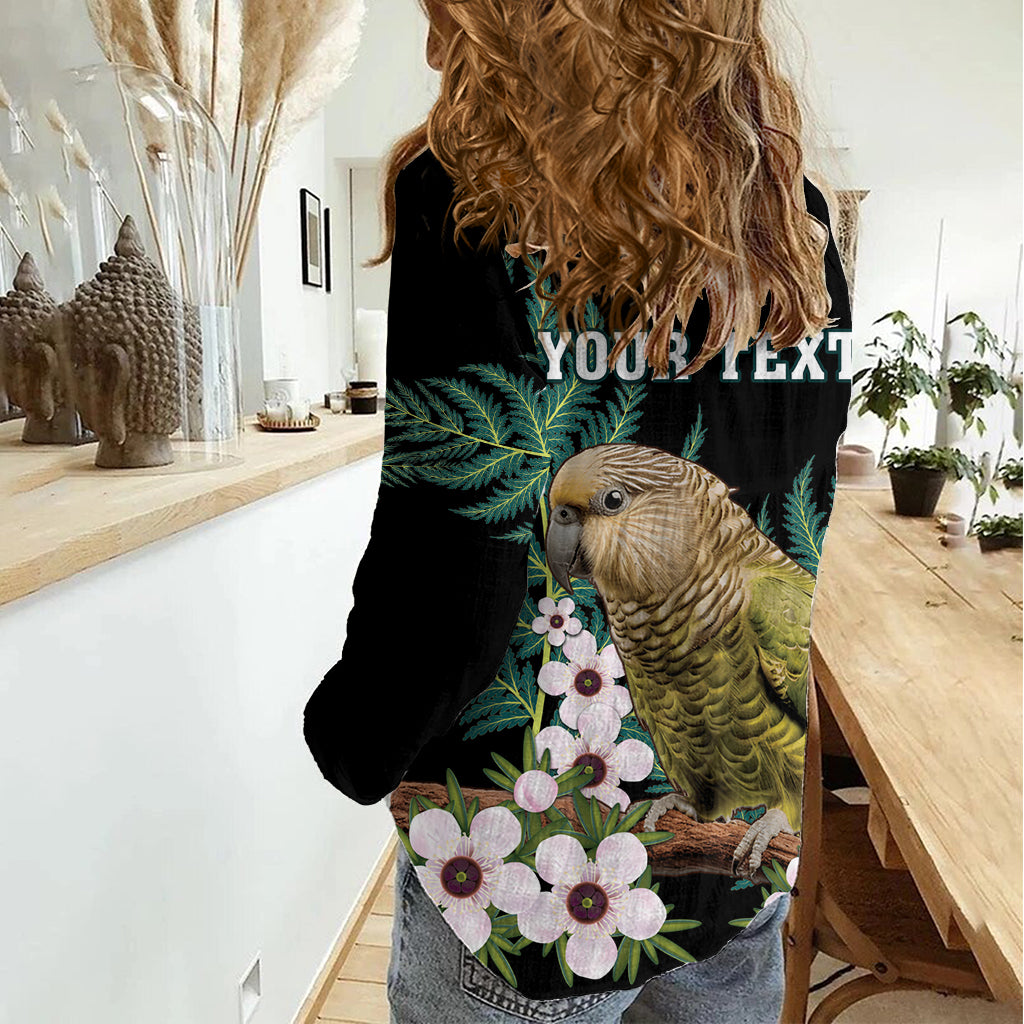 Personalised New Zealand Kakapo Women Casual Shirt Aotearoa Fern With Manuka