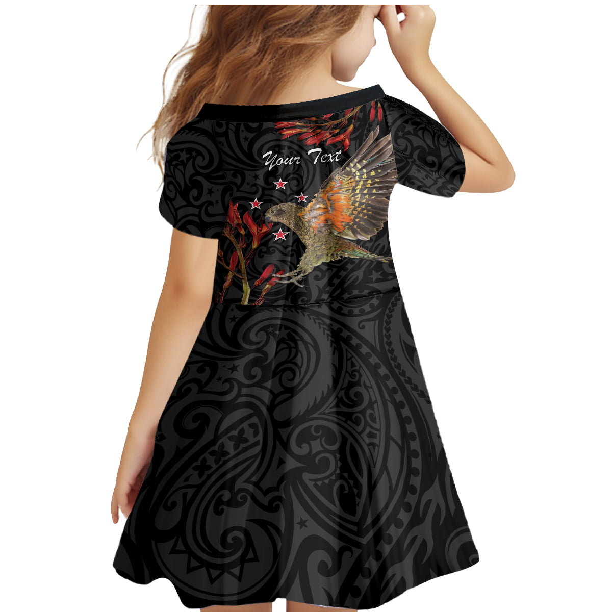 Personalised New Zealand Kea Family Matching Mermaid Dress and Hawaiian Shirt Nestor Notabilis With Harakeke Maori Pattern LT14 - Polynesian Pride