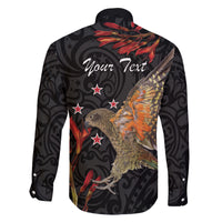 Personalised New Zealand Kea Family Matching Off The Shoulder Long Sleeve Dress and Hawaiian Shirt Nestor Notabilis With Harakeke Maori Pattern